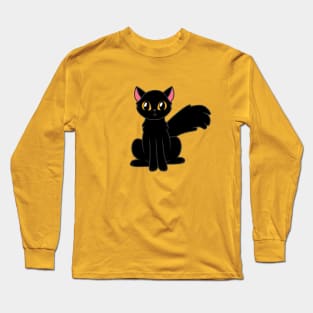 Fluffy Black Cat Long Sleeve T-Shirt